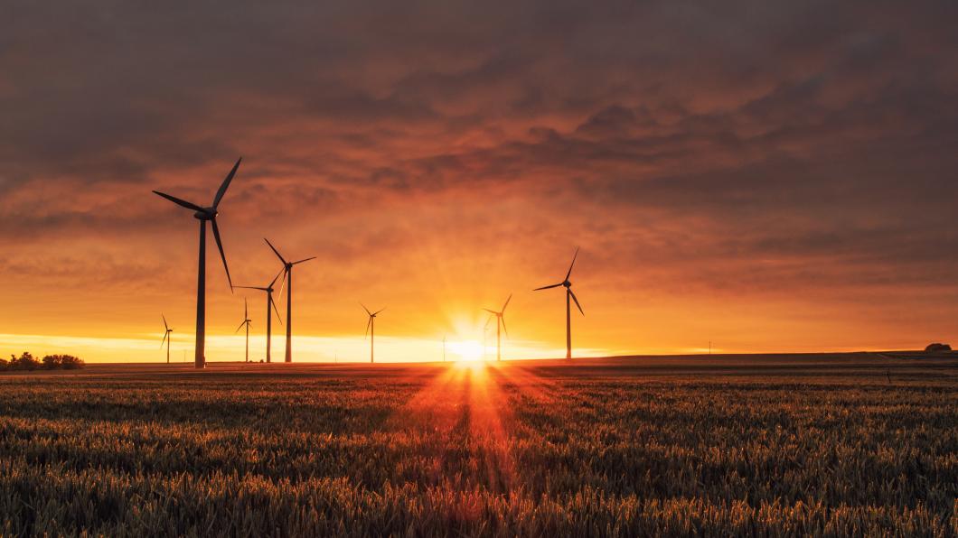 Windmolens in de avondzon