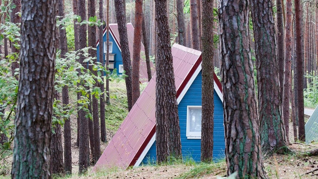 Huisjes in een bos