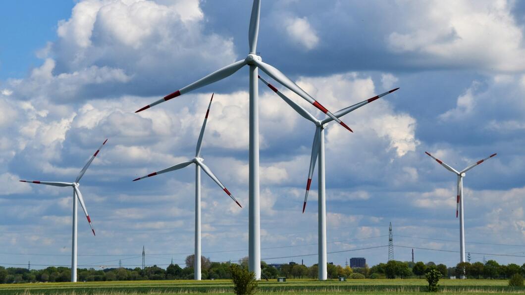 windmolens in grasveld