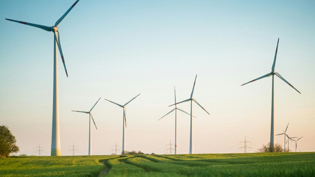 windmolens in grasveld